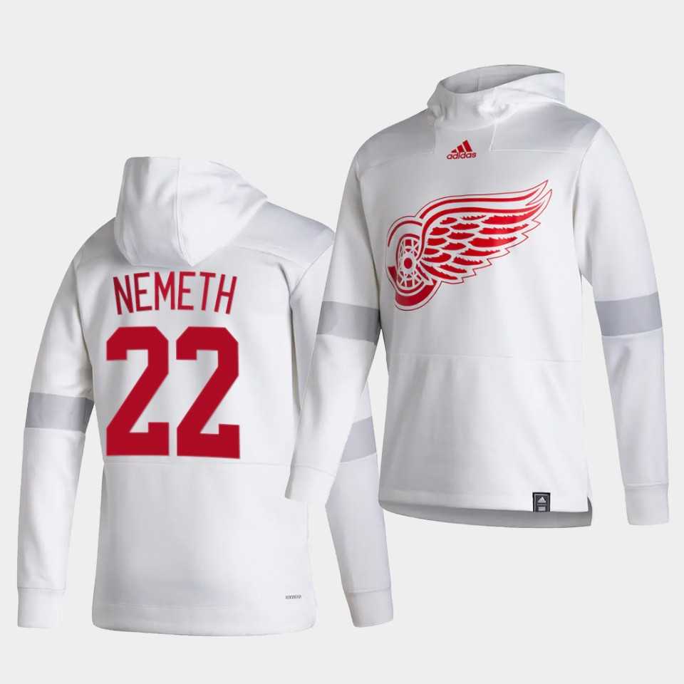Men Detroit Red Wings 22 Nemeth White NHL 2021 Adidas Pullover Hoodie Jersey